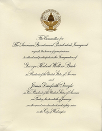 Invitation to President George H.W. Bush's inauguration