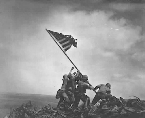 Marines raising US Flag over Iwo Jima