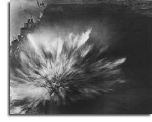 Photo taken by Robert Read of an explosion on the U.S.S. Enterprise