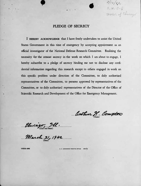 Pledge of Secrecy Letter