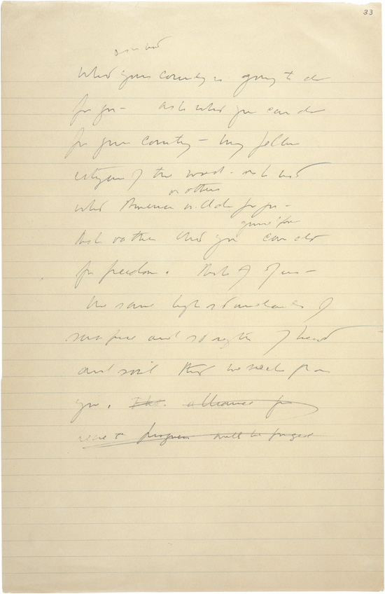 John F. Kennedy's handwritten draft of his inaugural address
