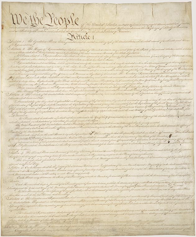 image of the U.S. Constitution with We the people readable.