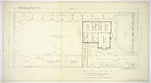 "House and Plot Plan, Century Blvd Gardens Project, Los Angeles"