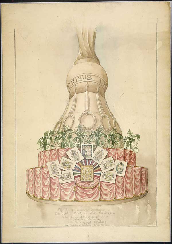 "Sketch of Proposed Decoration of the Golden Book of All Nations"