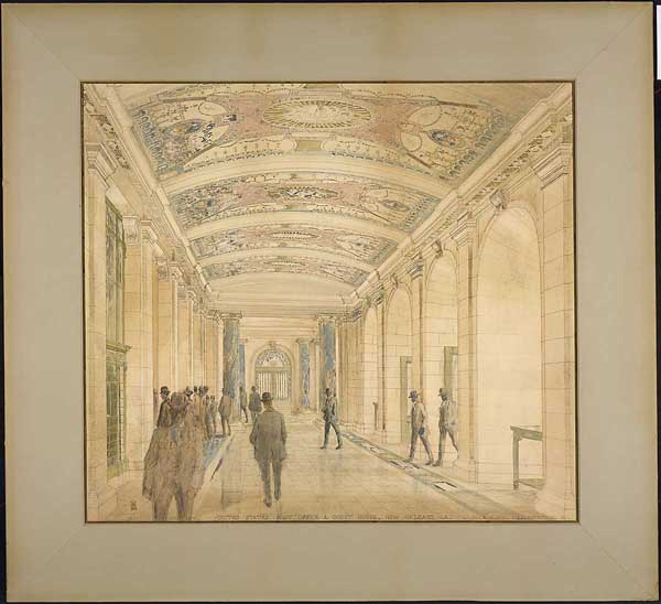 "Proposed Entrance Lobby, United States Post Office and Court House, New Orleans, Louisiana"
