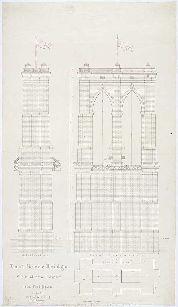 "East River Bridge Plan of one Tower"