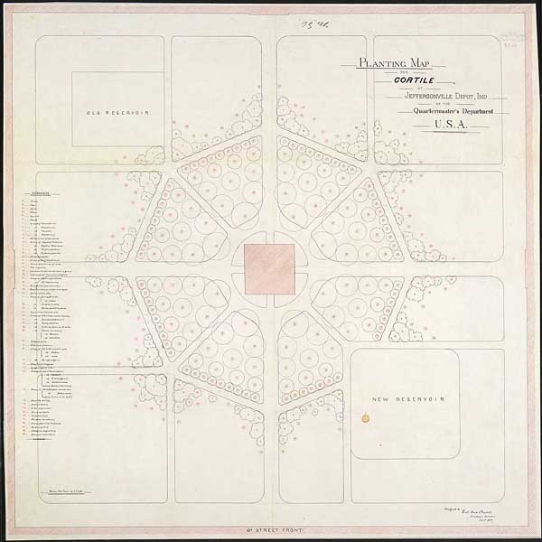 "Planting Map for Cortile at Jeffersonville Depot, Ind. of the Quartermaster's Department, U.S.A."