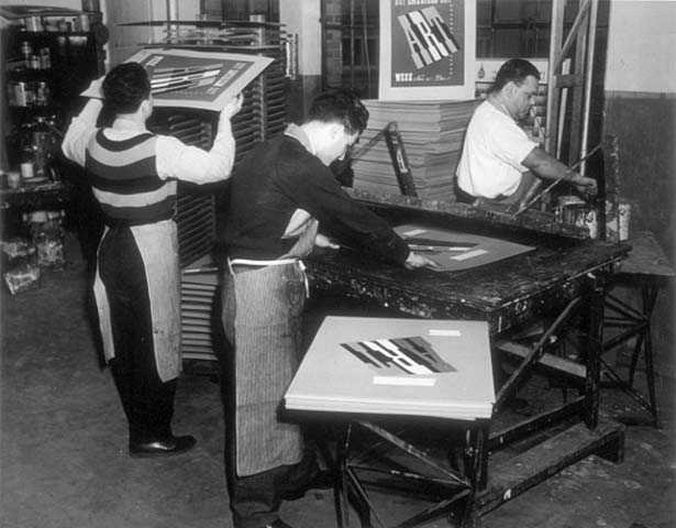 Printers making serigraph posters...