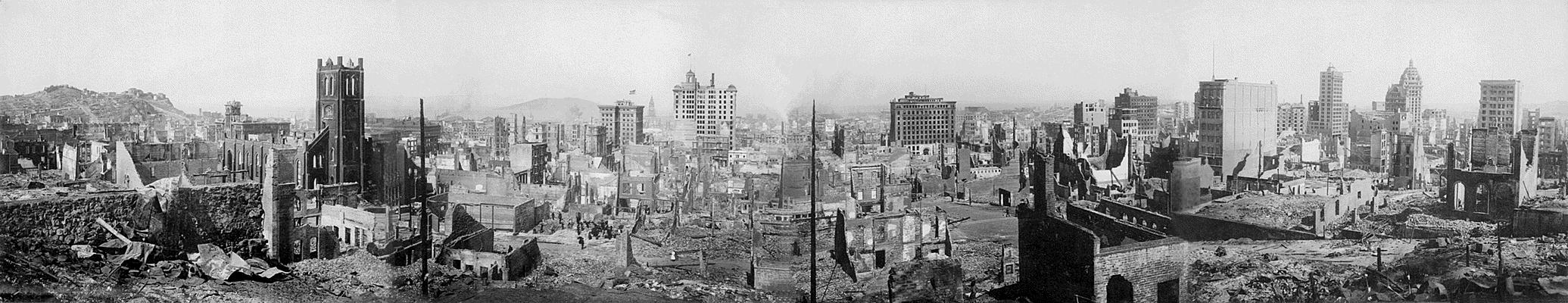 View of the destruction brought about by the San Francisco Earthquake, 1906