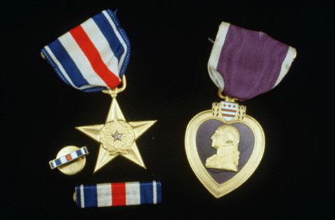 Silver Star Medal of James Barnett and Purple Heart Medal of Harry 
        Brohen