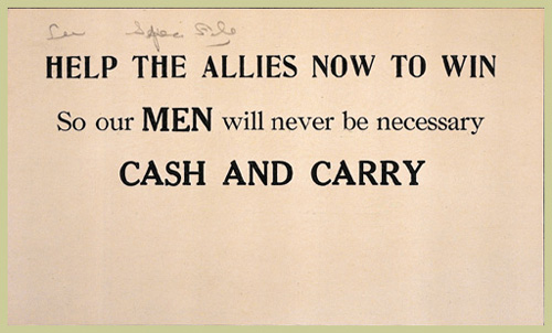 Postcard for amending the Neutrality Act, November 1939