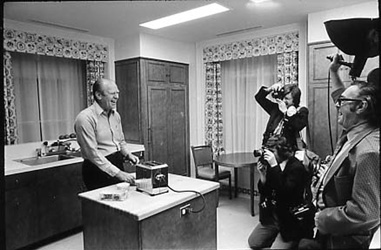 historical photo of Gerald Ford making toast