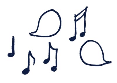 Music notes and speech bubbles