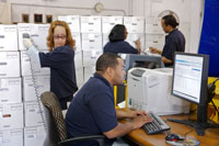 Philadelphia FRC staff process a records transfer in ARCIS