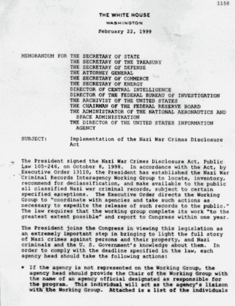 Samuel Berger Memo Regarding the Creation of the Interagency Working Group, page 1