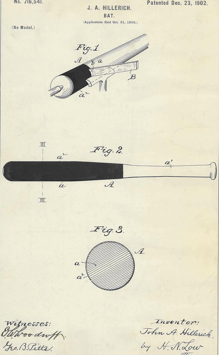 Baseball bat patent held by J Hillerich