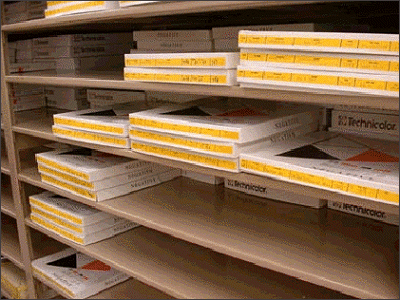 Film negatives stored on shelves in the Hampton Collection