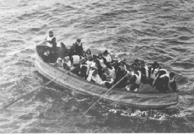 Photograph of Titanic's lifeboat taken from the Carpathia