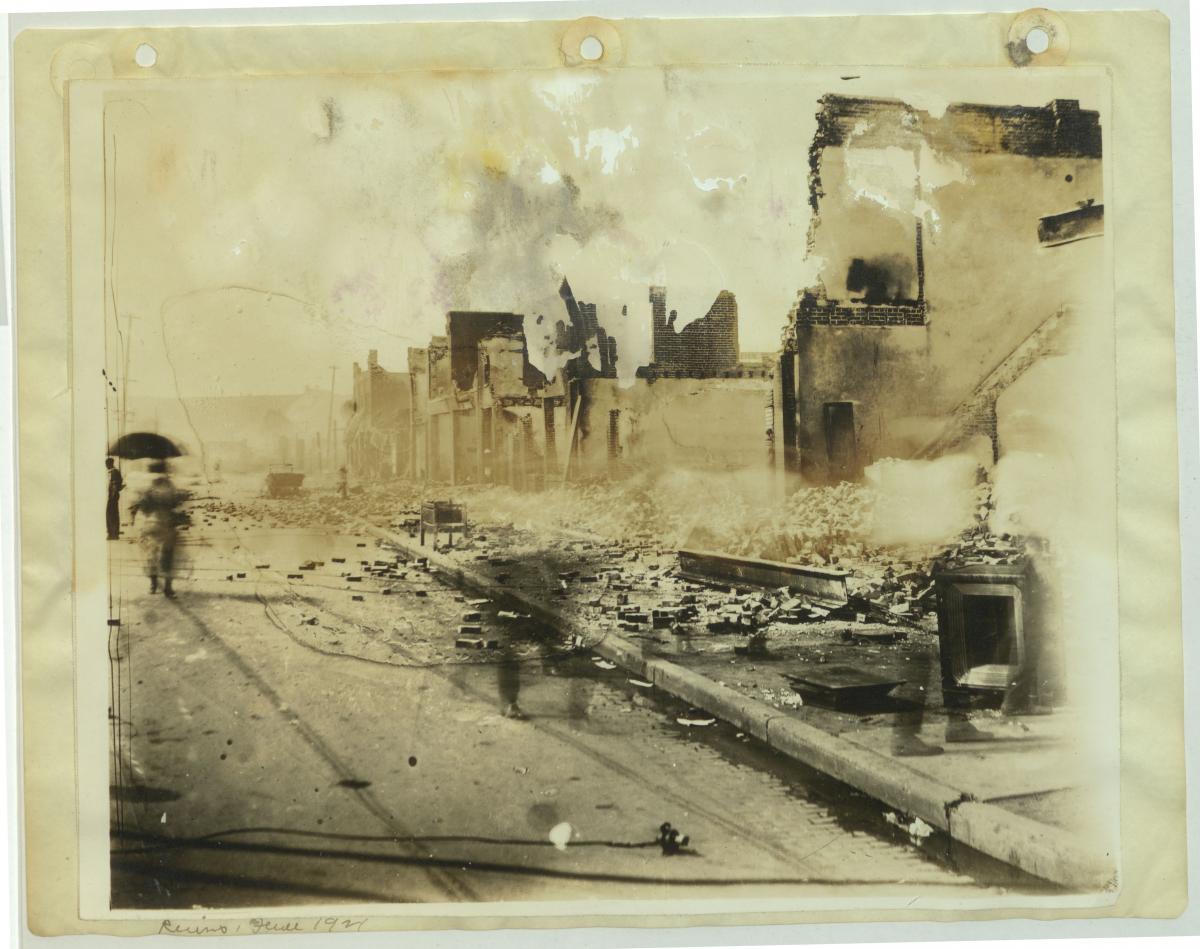 Destruction of Greenwood district after the Tulsa Massacre