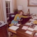 President Nixon's Secretary Rose Mary Woods demonstrates 