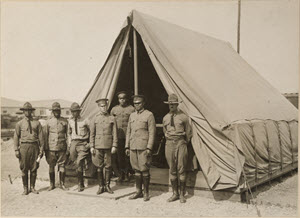 Colored Troops - Commander of U.S. Labor Battalion and Staff. Captain E. S. J1s and Staff at Governor's Island . Captain J1s is commander of the U.S. Labor Battalion stationed there