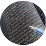 darkend record with hard to read written text