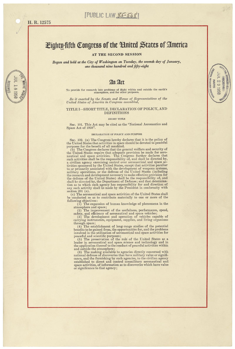 The Document That Created NASA Live, Learn, and Dream