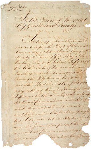 Treaty of Paris, 1783; International Treaties and Related Records, 