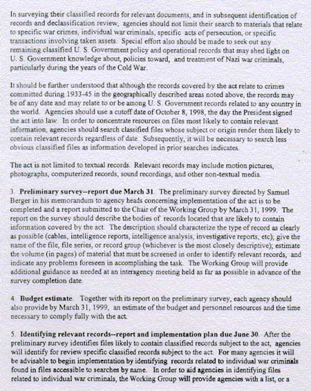 Initial Guidance to Agencies for Implementing the Nazi War Crimes Disclosure - 2