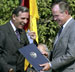 President Bush and German Ambassador Juergen Ruhfus at German Reunification ceremony at the White House