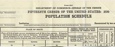 1930 Census Heading