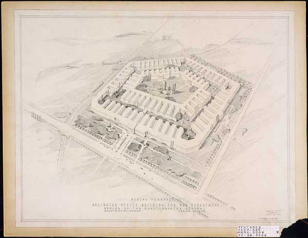 Aerial Perspective Arlington Office Building for War Department [The Pentagon]