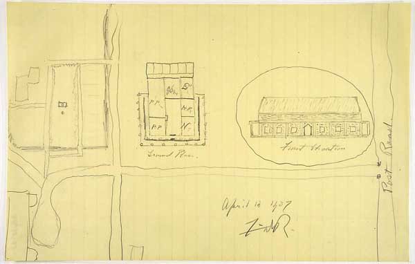 Sketch showing a design for the Franklin D. Roosevelt Library