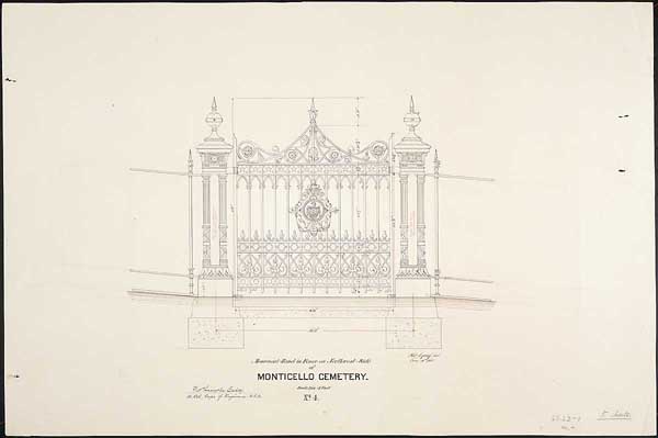 "Monument Panel in Fence on Northwest Side of Monticello Cemetery" 