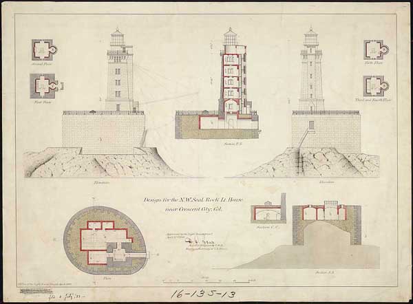 "Design for the N.W. Seal Rock Lt. House [sic] near Crescent City, Cal." 