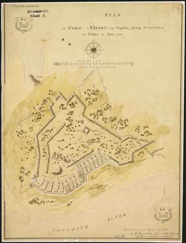 Plan of Fort Nelson, in Virginia, showing the exact state of the Works in July, 1798 by Benjamin H. Latrobe