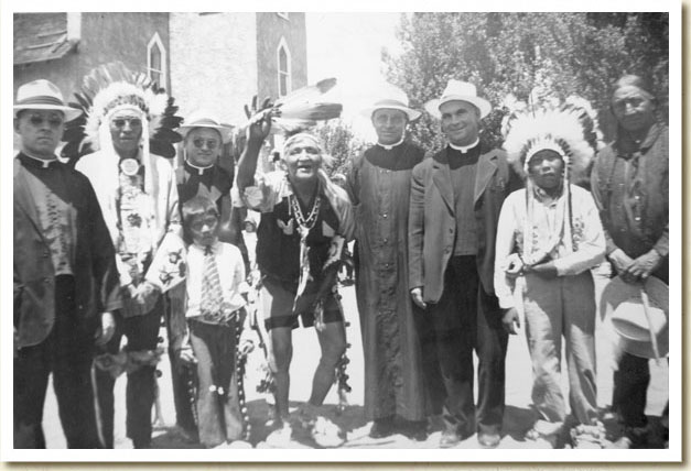 Photograph, Priests and Southern Utes at Ceremony, 1946