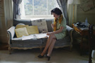 Lady Bird Johnson working on her diary in the second floor bedroom of the White House, photograph by Robert Knudsen, November 15, 1968
