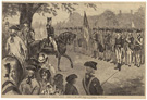 <em>Washington at Cambridge, taking command of the Army,</em> 1775, print by Charles Stanley Reinhart, 1875