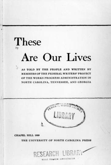 Title Page: "These Are Our Lives"