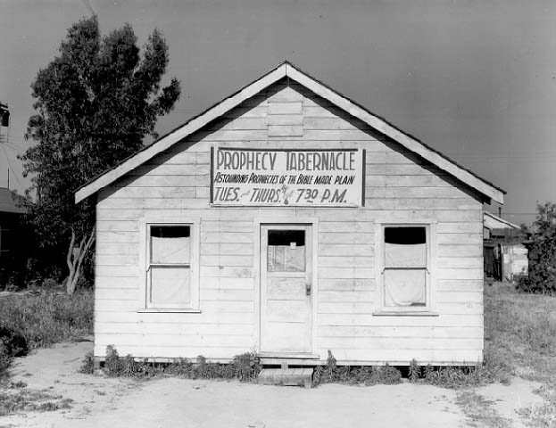 Church in shacktown... by Dorothea Lange