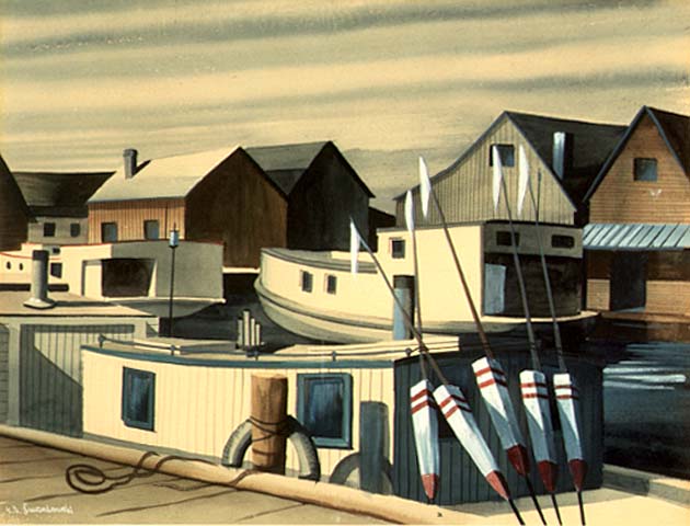 WPA artist Edmund Lewandowski: Fisherman’s Village – Source: NARA’s New Deal for the Arts Exhibit