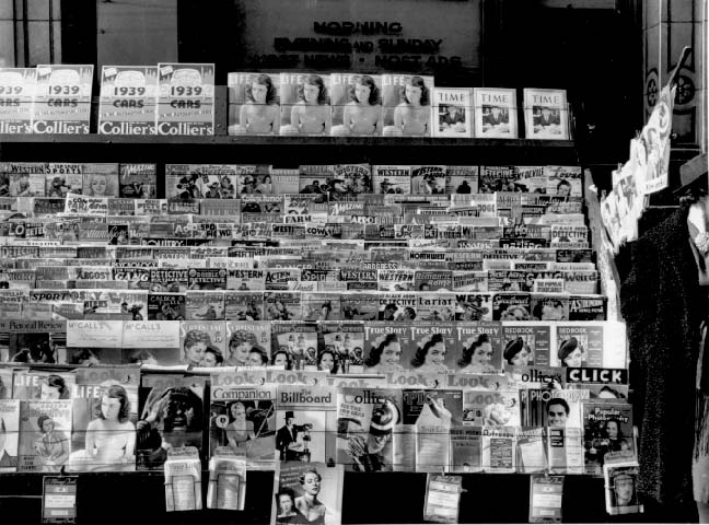 "Newsstand, Omaha, Nebraska, November 1938" by John Vachon