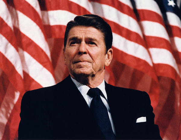 "President Reagan speaking at a rally for Senator Durenberger"