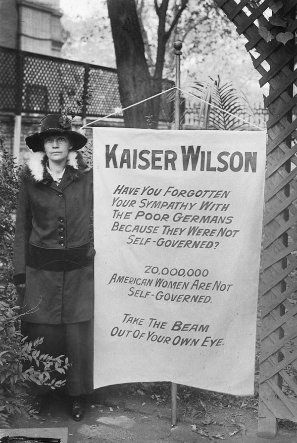 Suffragette banner. One of the banners the women who picketed the White House carried"