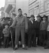 A crowd of onlookers on the first day of evacuation from the Japanese quarter in San Francisco
