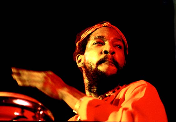 Black bongo player performs at the International Amphitheater in Chicago. October 1973 (NWDNS-412-DA-13860)