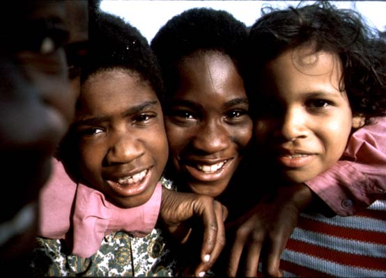 Minority youngsters who have gathered to have their picture taken on Chicago's South Side during a talent show. August 1973 (NWDNS-412-DA-13683)