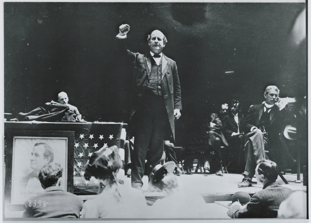 William Jennings Bryan on the campaign trail William Jennings Bryan on the campaign trail