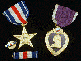 Silver Star Medal of James Barnett and Purple Heart Medal of Harry Brohen